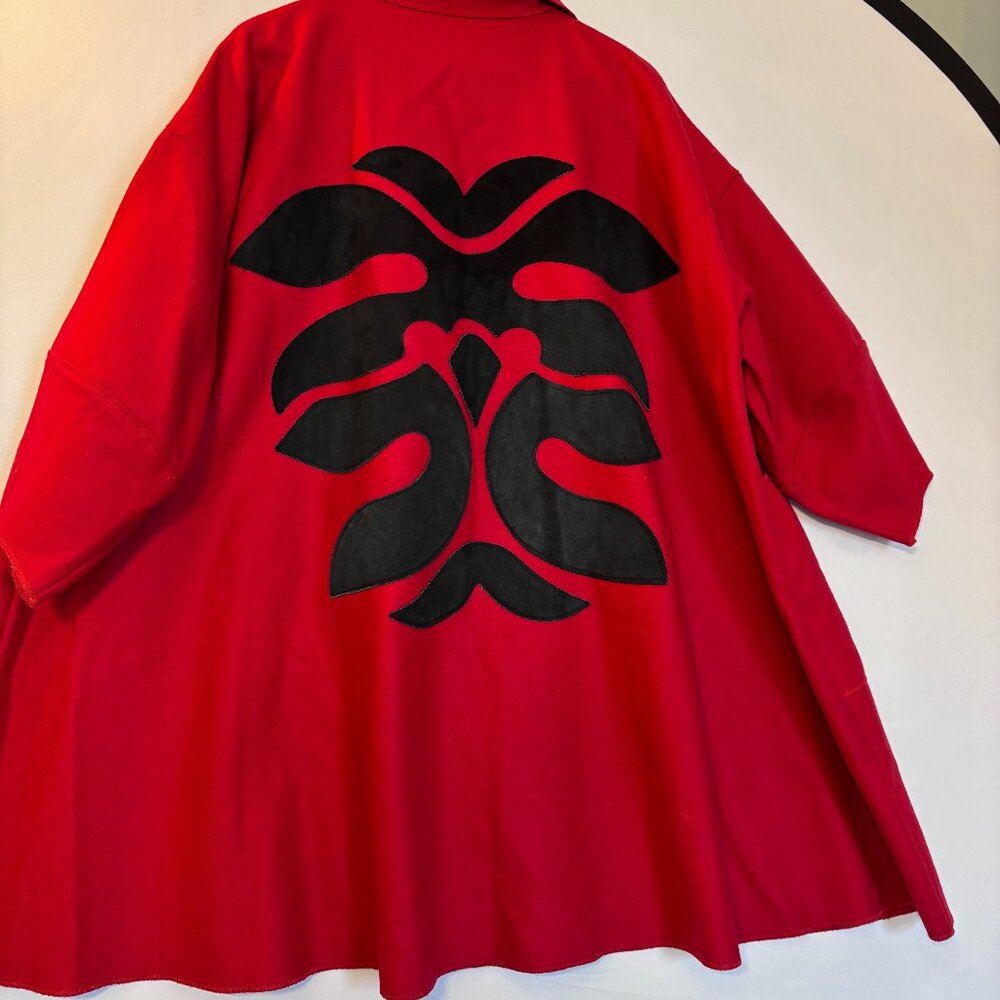 Vintage Osgood Smuk One Size Wool Coat Cape Oversized Red Black Wearable A